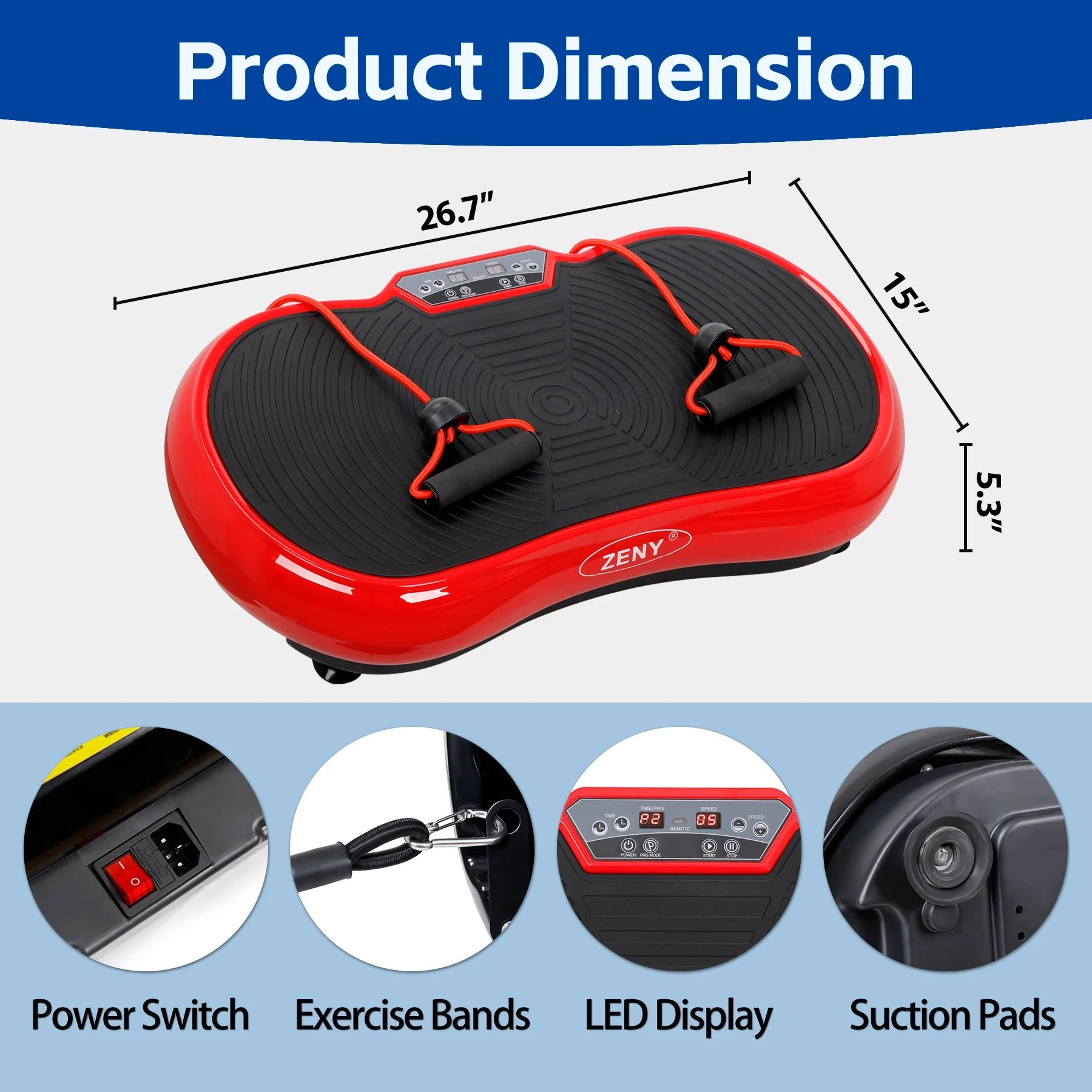Transform Your Fitness Journey with the Red Vibration Plate Exercise Machine - Full Body Workout Platform with Bluetooth!