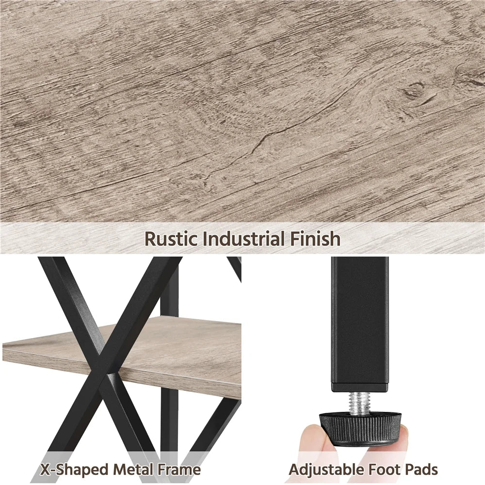Stylish 3-Tier X Frame Gray Side Table - Perfect for Living Room Storage and Display