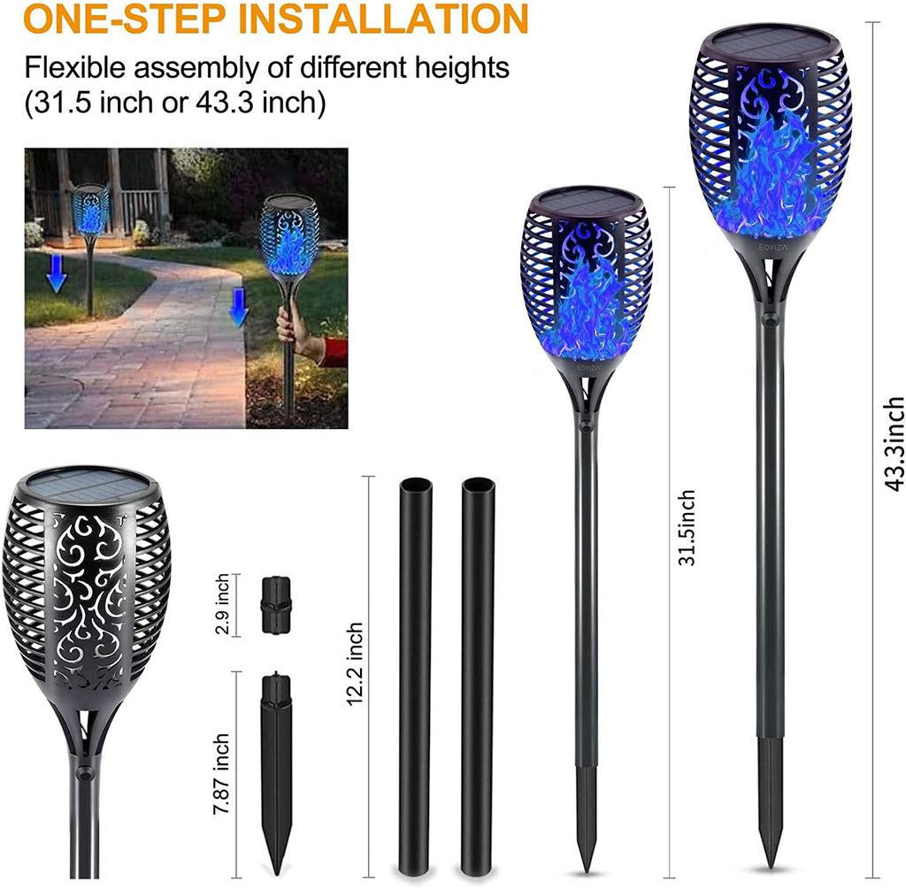 Premium 4-Pack Solar Torch Lights with Flickering Flame - 99 LEDs, IP65 Waterproof Outdoor Garden Decor for Halloween and Yard Enhancements