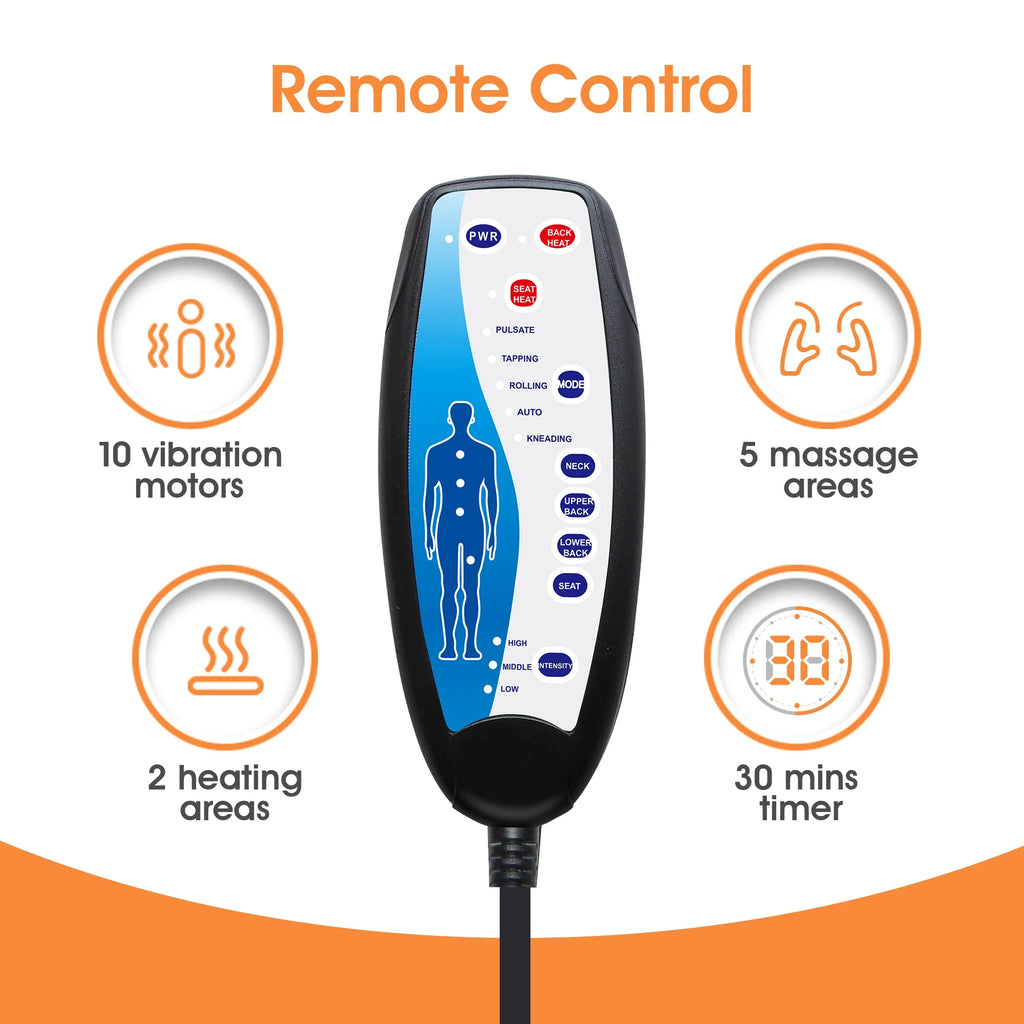 Revitalize Your Body with the Ultimate Massage Seat Cushion - 10 Vibration Motors for Back Pain Relief and Soothing Heat Therapy