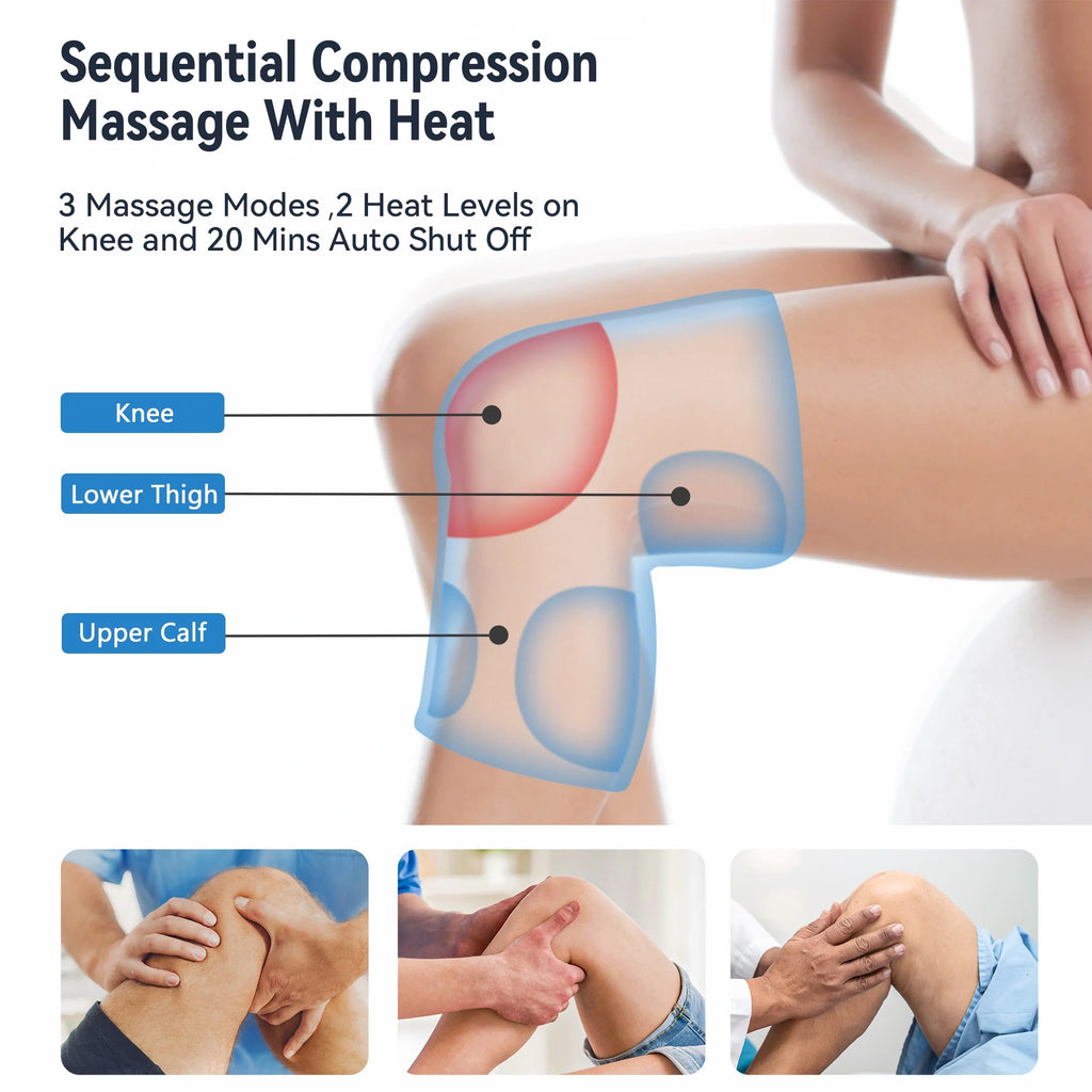 Revitalize Your Knees: Heated Knee Massager with Air Compression - 3 Modes & Levels for Pain Relief and Recovery
