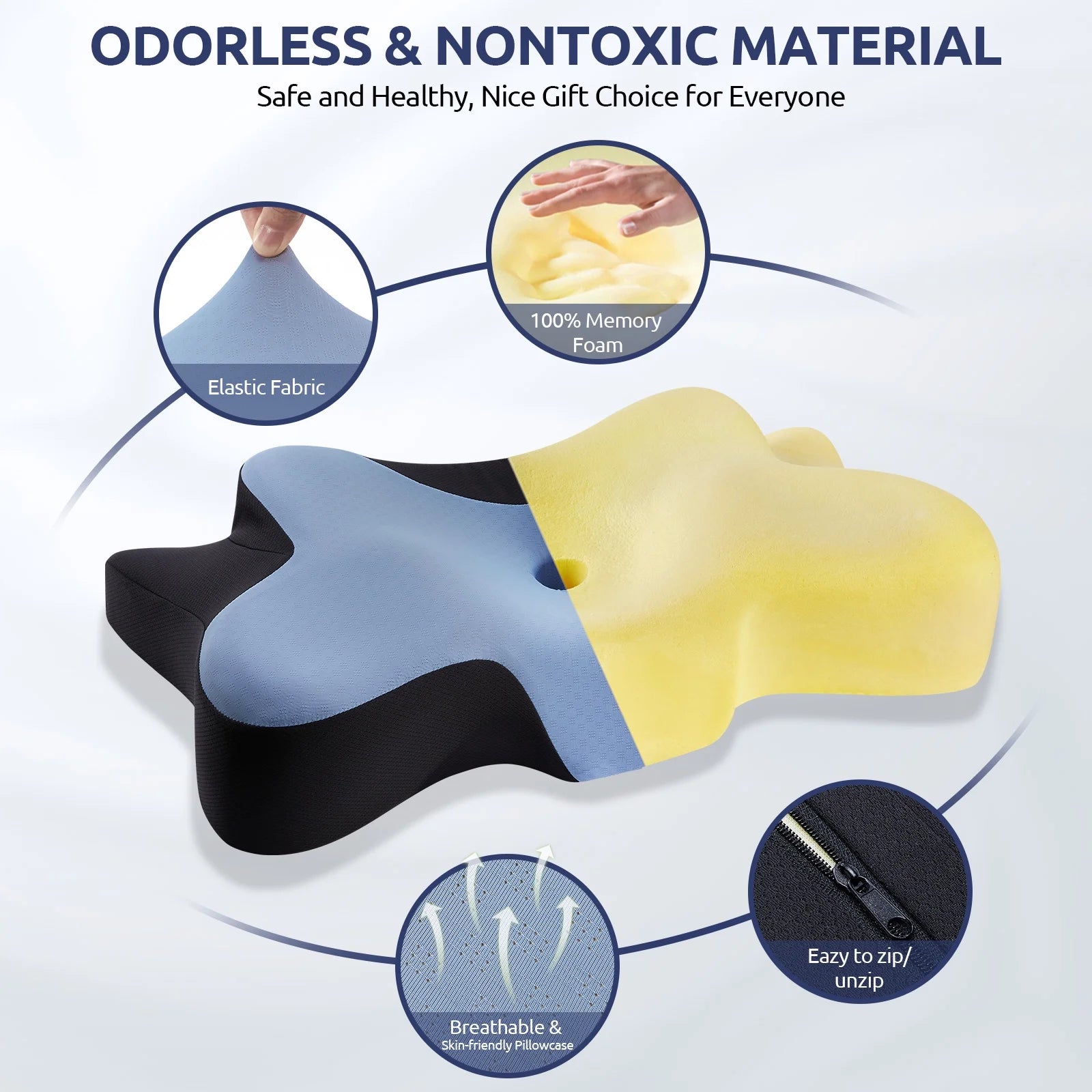 Experience Ultimate Comfort with the MOONORAH Contour Memory Foam Cervical Pillow - Ergonomic Support for All Sleep Positions, Queen Size 26"L x 14.6"W x 5.1"H