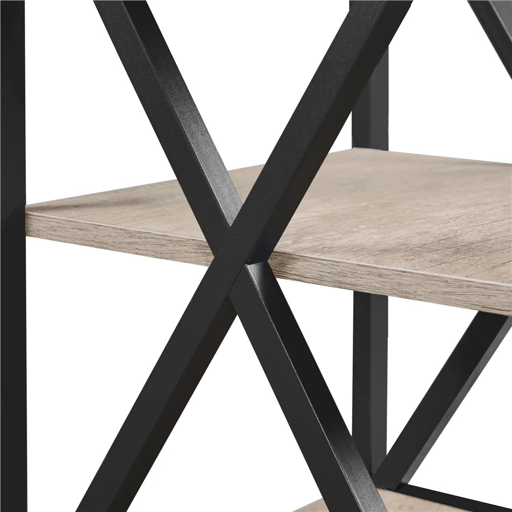 Stylish 3-Tier X Frame Gray Side Table - Perfect for Living Room Storage and Display