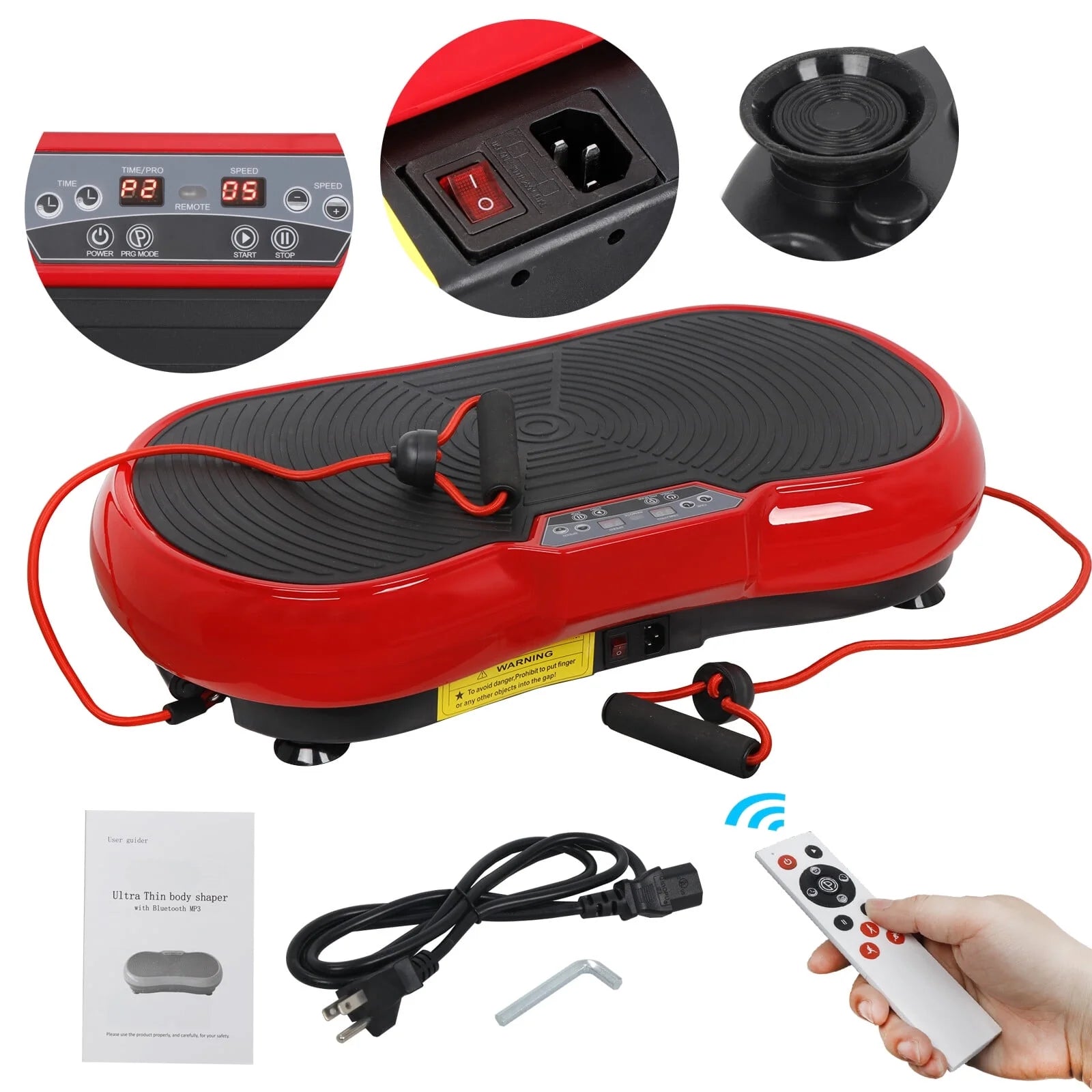 Transform Your Fitness Journey with the Red Vibration Plate Exercise Machine - Full Body Workout Platform with Bluetooth!