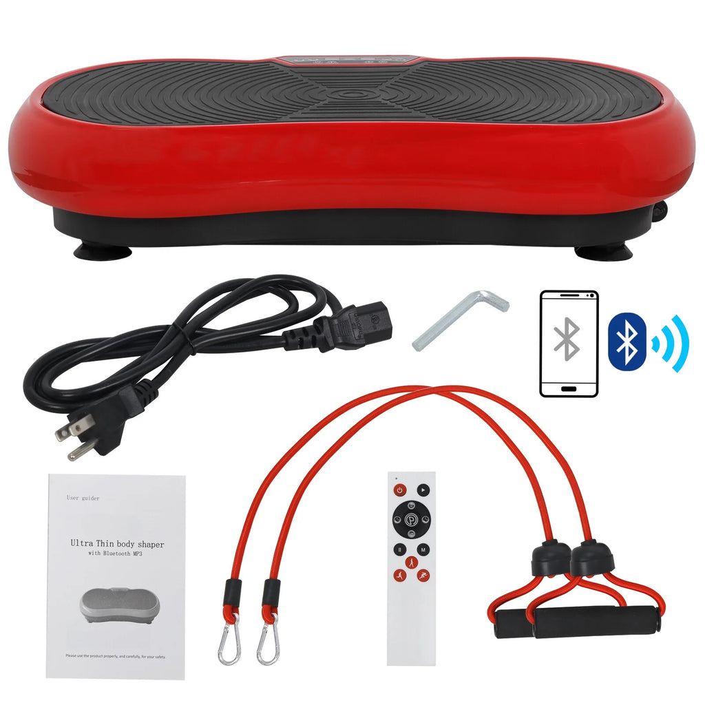 Transform Your Fitness Journey with the Red Vibration Plate Exercise Machine - Full Body Workout Platform with Bluetooth!