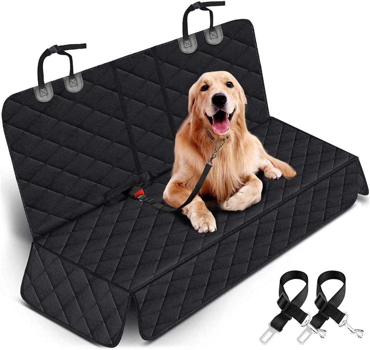 Premium Waterproof Dog Car Seat Cover - Non-Slip Back Seat Protector for Pets and Children - Compatible with Most Cars, Trucks, and SUVs - Black
