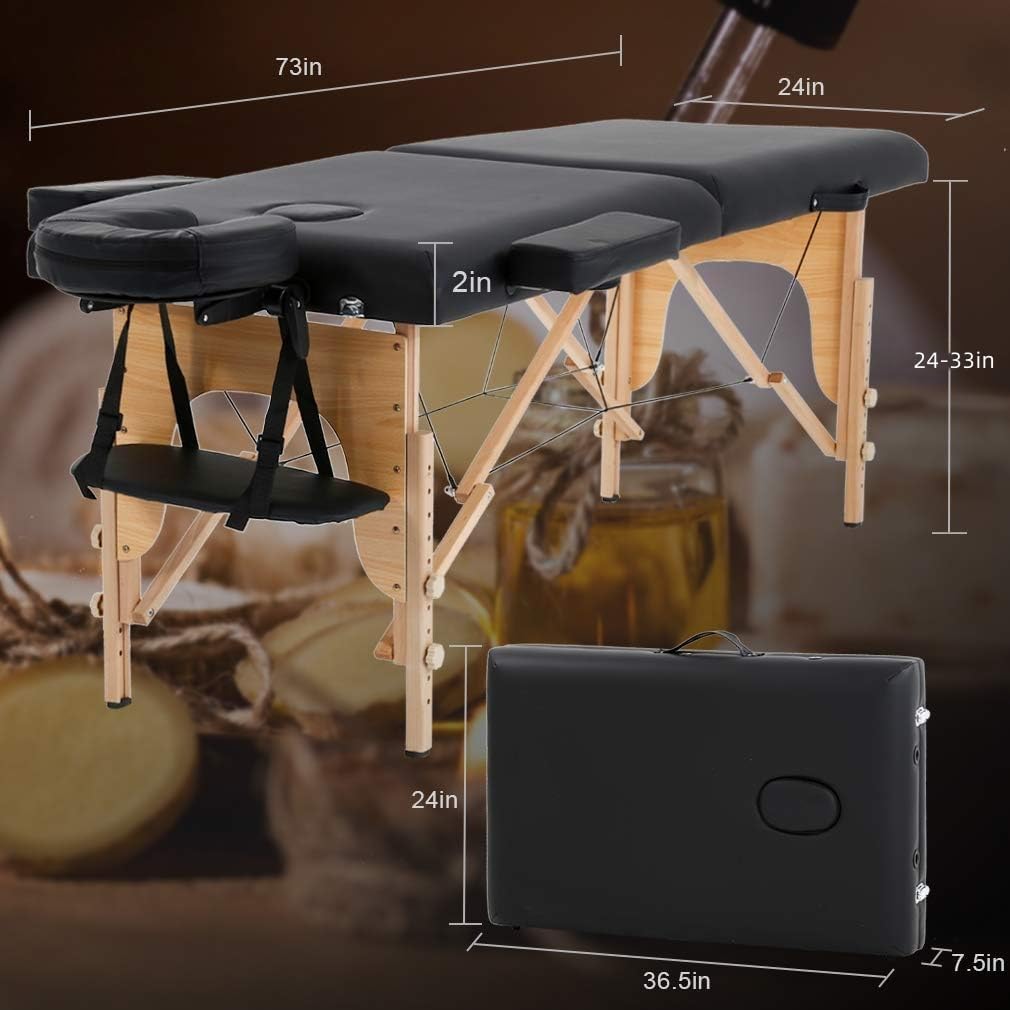Premium Portable 24 Inch Wide Massage Table - Height Adjustable, Lightweight, and Easy to Set Up for Spa and Tattoo Professionals