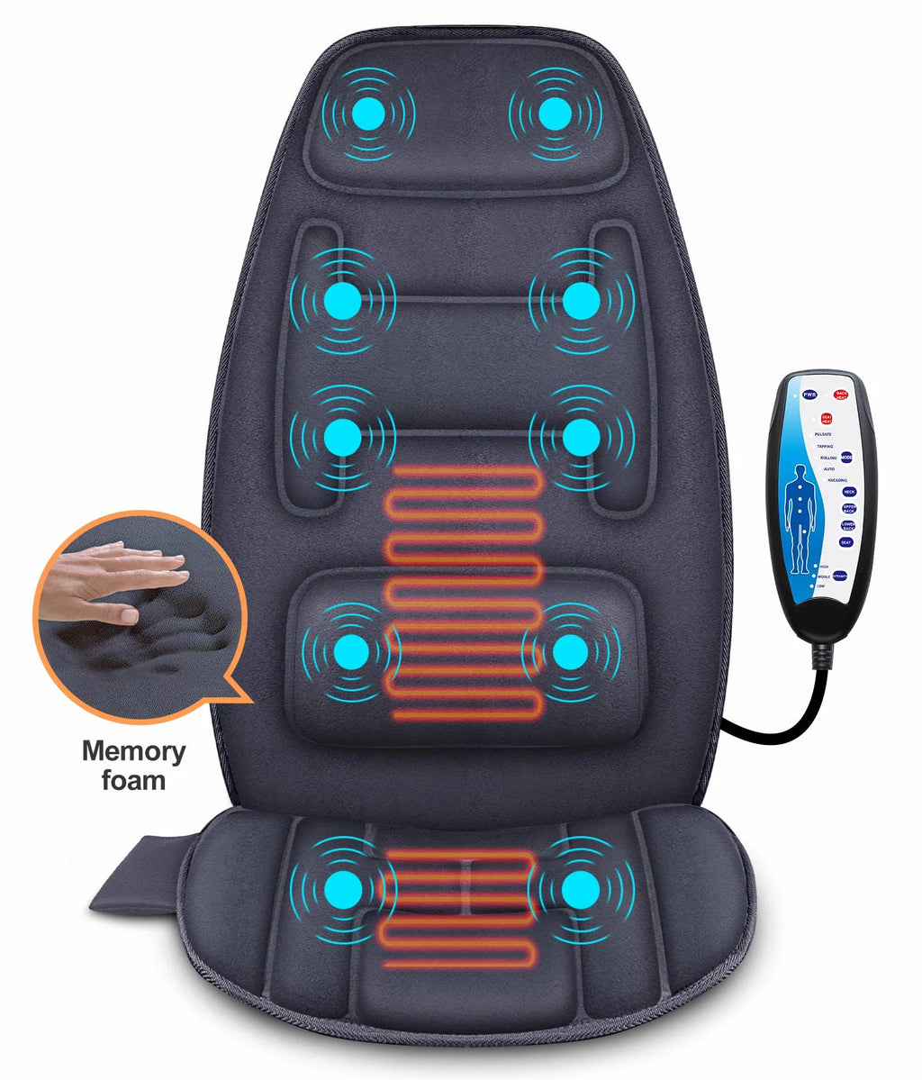 Revitalize Your Body with the Ultimate Massage Seat Cushion - 10 Vibration Motors for Back Pain Relief and Soothing Heat Therapy