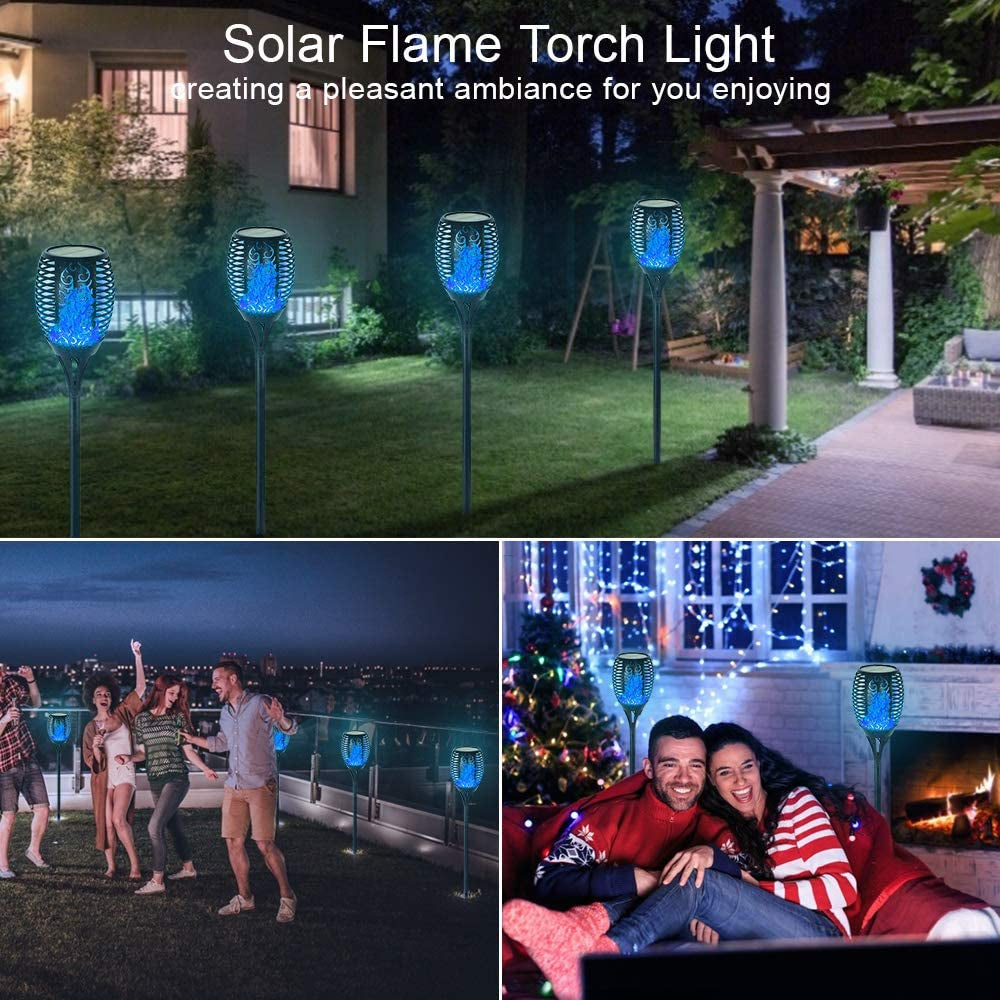 Premium 4-Pack Solar Torch Lights with Flickering Flame - 99 LEDs, IP65 Waterproof Outdoor Garden Decor for Halloween and Yard Enhancements