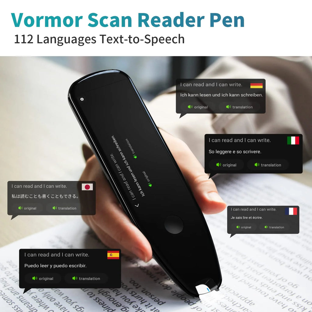 Revolutionary Language Translator Pen: Effortless Reading & Translation for Dyslexia with Voice & Camera Features - Your Portable Companion for Language Mastery in Black