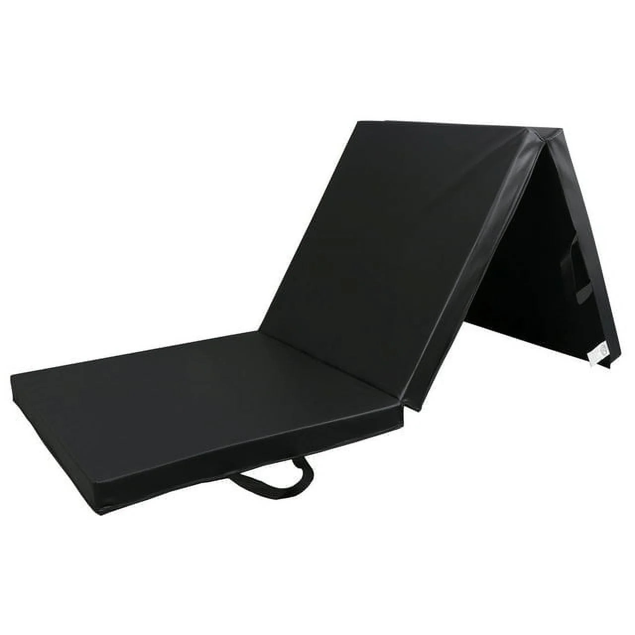 Versatile 6' x 2' Tri-Fold Gym Mat for Aerobics & Wrestling - Durable Black Design with 2" Thickness