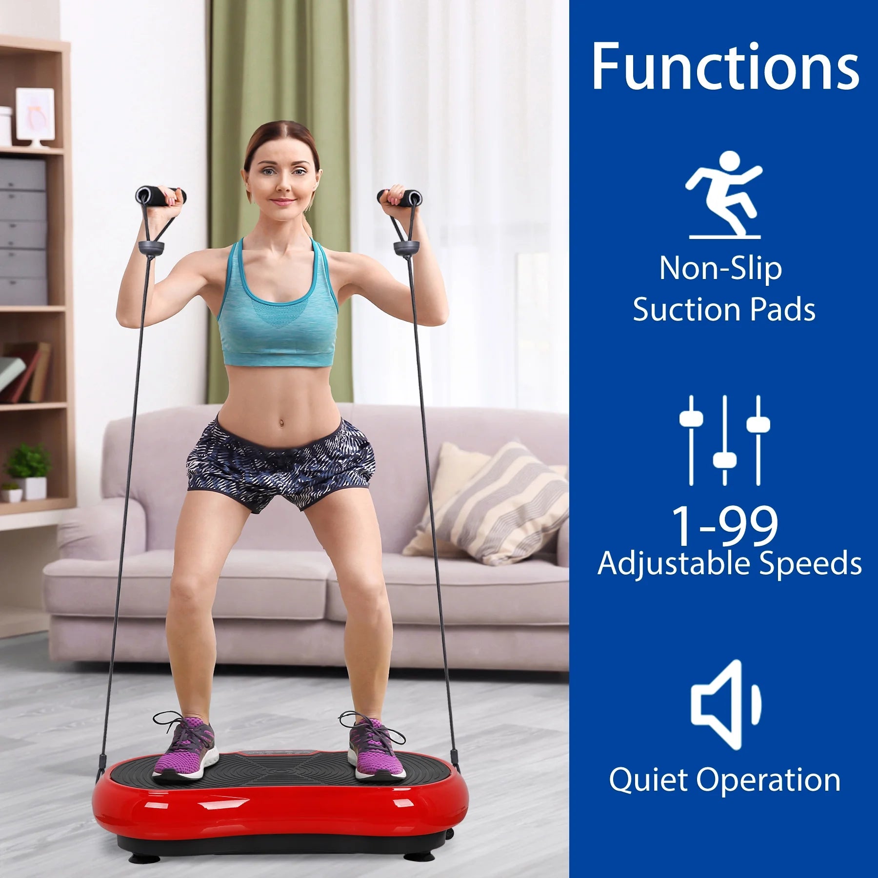 Transform Your Fitness Journey with the Red Vibration Plate Exercise Machine - Full Body Workout Platform with Bluetooth!