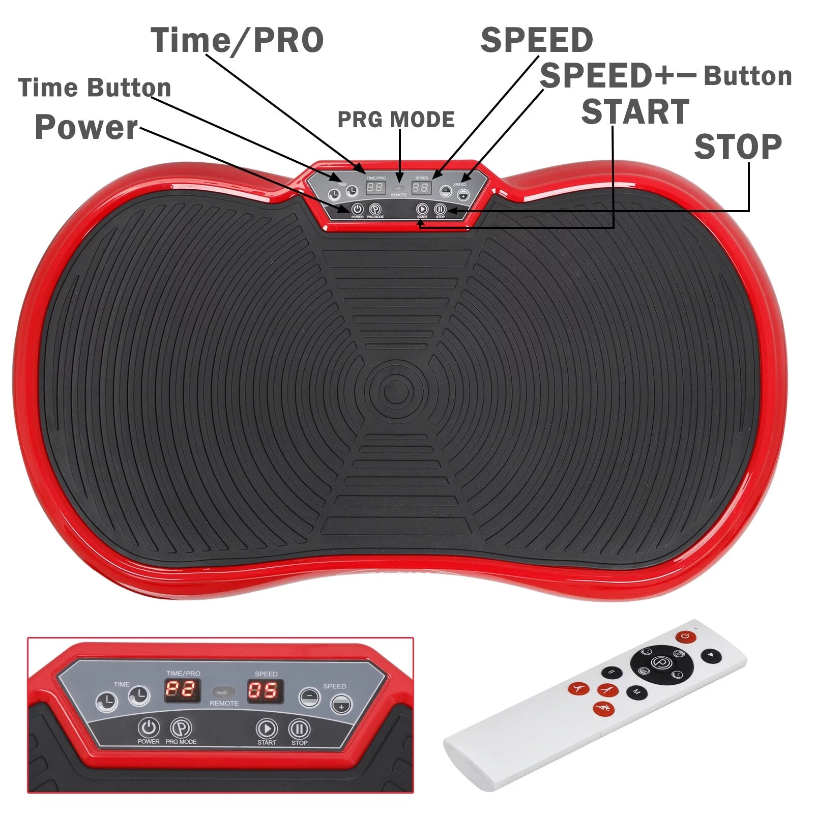 Transform Your Fitness Journey with the Red Vibration Plate Exercise Machine - Full Body Workout Platform with Bluetooth!