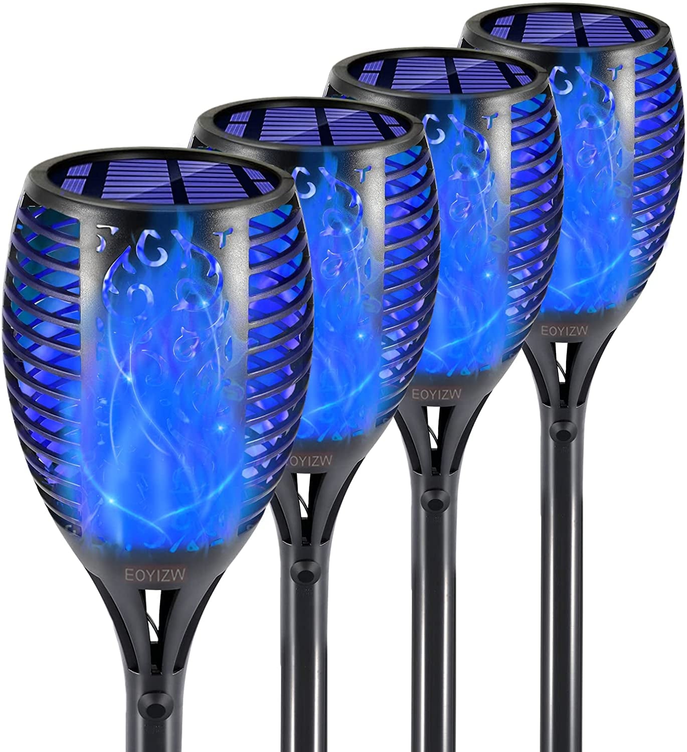 Premium 4-Pack Solar Torch Lights with Flickering Flame - 99 LEDs, IP65 Waterproof Outdoor Garden Decor for Halloween and Yard Enhancements