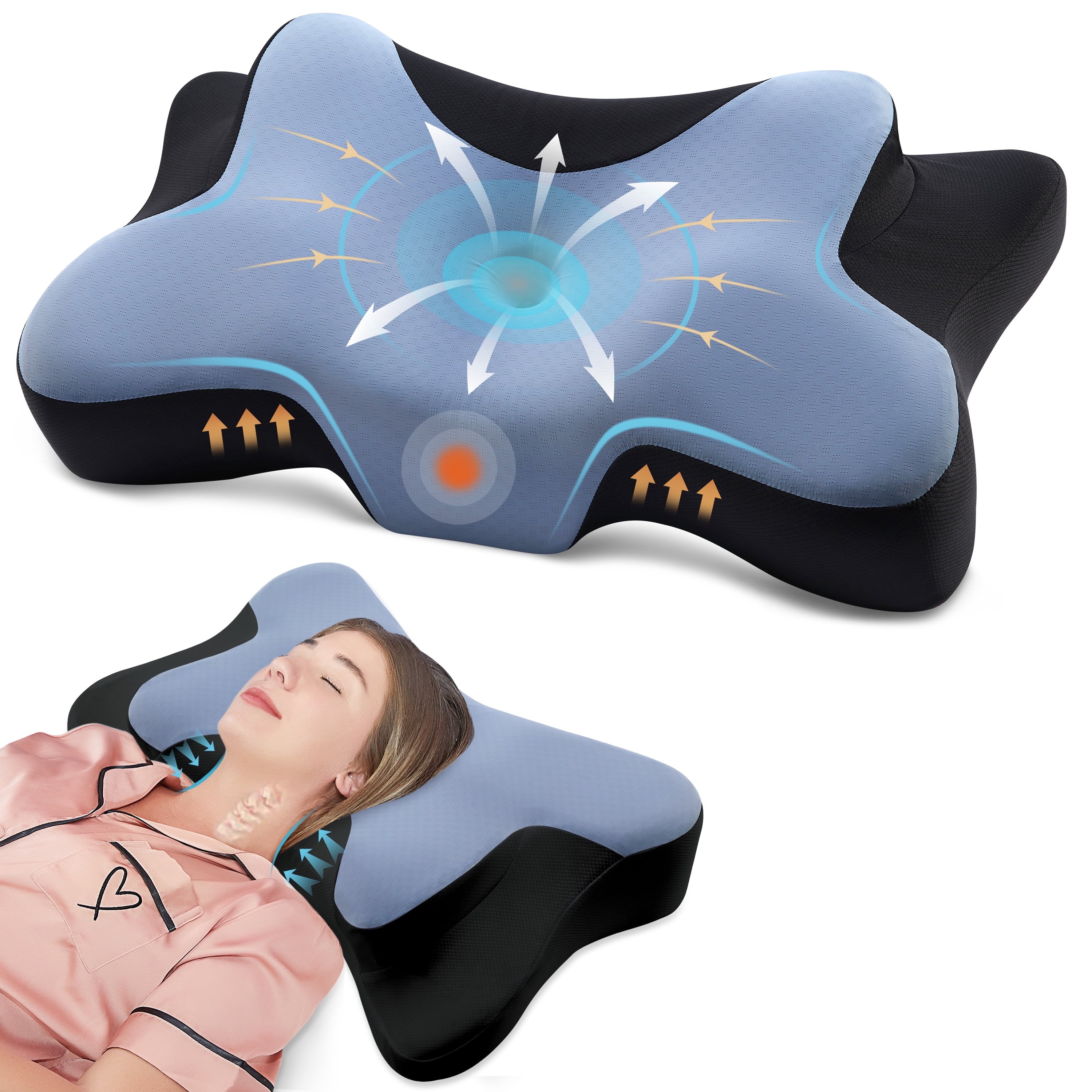 Experience Ultimate Comfort with the MOONORAH Contour Memory Foam Cervical Pillow - Ergonomic Support for All Sleep Positions, Queen Size 26"L x 14.6"W x 5.1"H