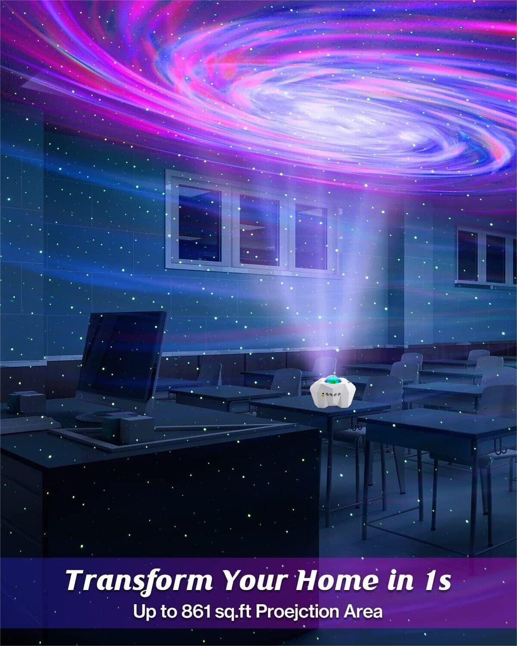 Transform Your Space with the Star Projector: Bluetooth Speaker & Remote Control for Stunning Northern Lights and Starry Skies