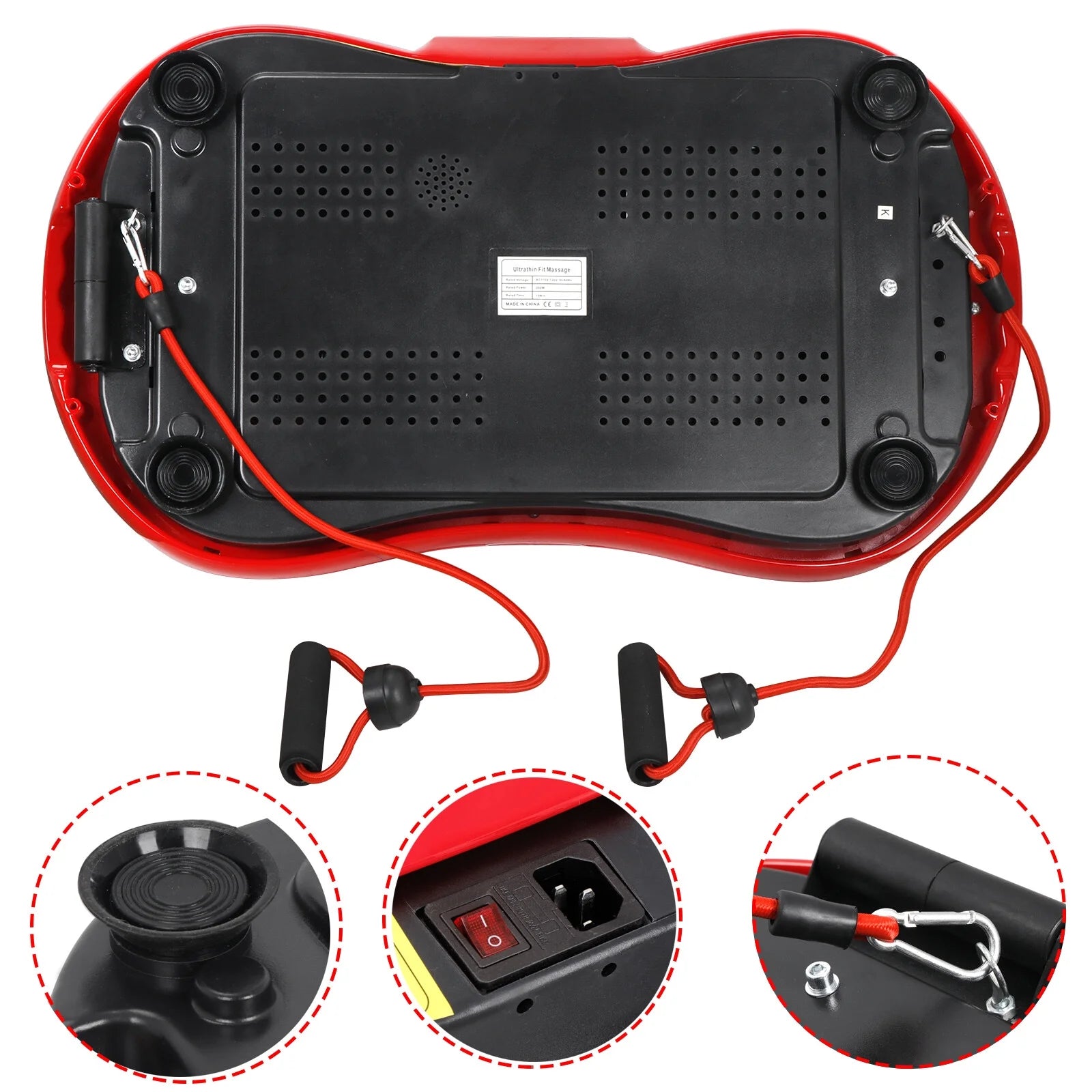 Transform Your Fitness Journey with the Red Vibration Plate Exercise Machine - Full Body Workout Platform with Bluetooth!