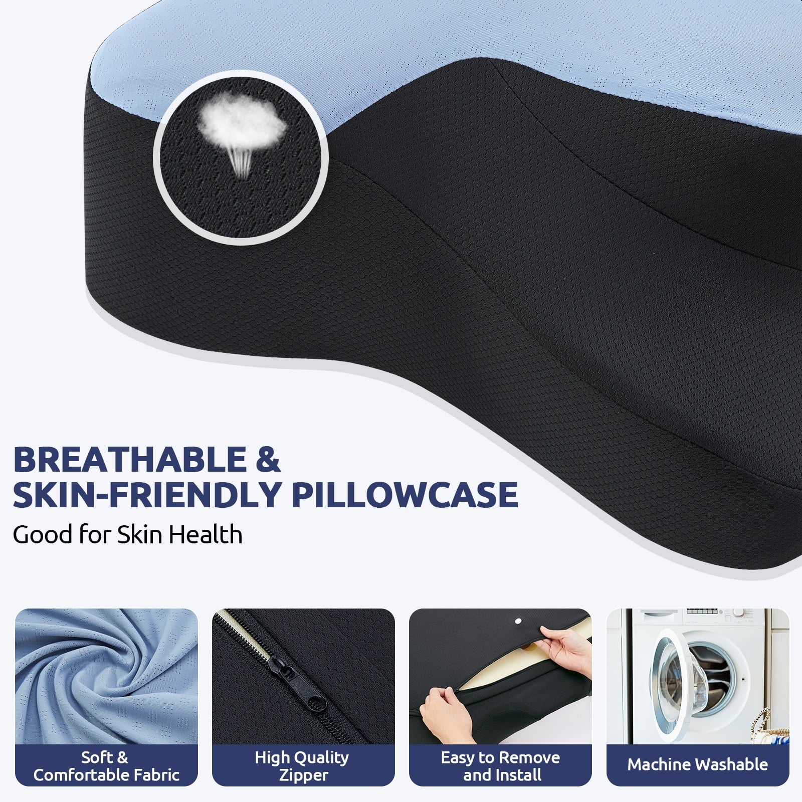 Experience Ultimate Comfort with the MOONORAH Contour Memory Foam Cervical Pillow - Ergonomic Support for All Sleep Positions, Queen Size 26"L x 14.6"W x 5.1"H