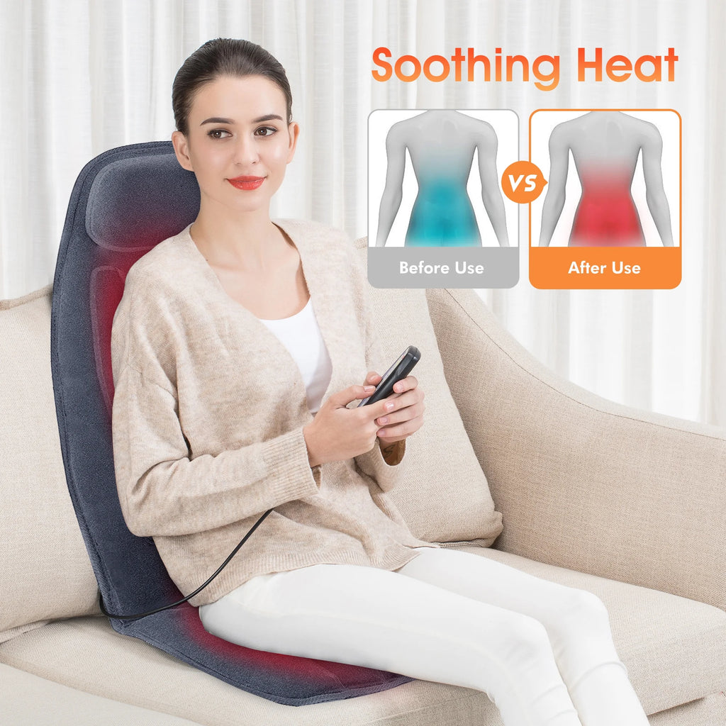 Revitalize Your Body with the Ultimate Massage Seat Cushion - 10 Vibration Motors for Back Pain Relief and Soothing Heat Therapy