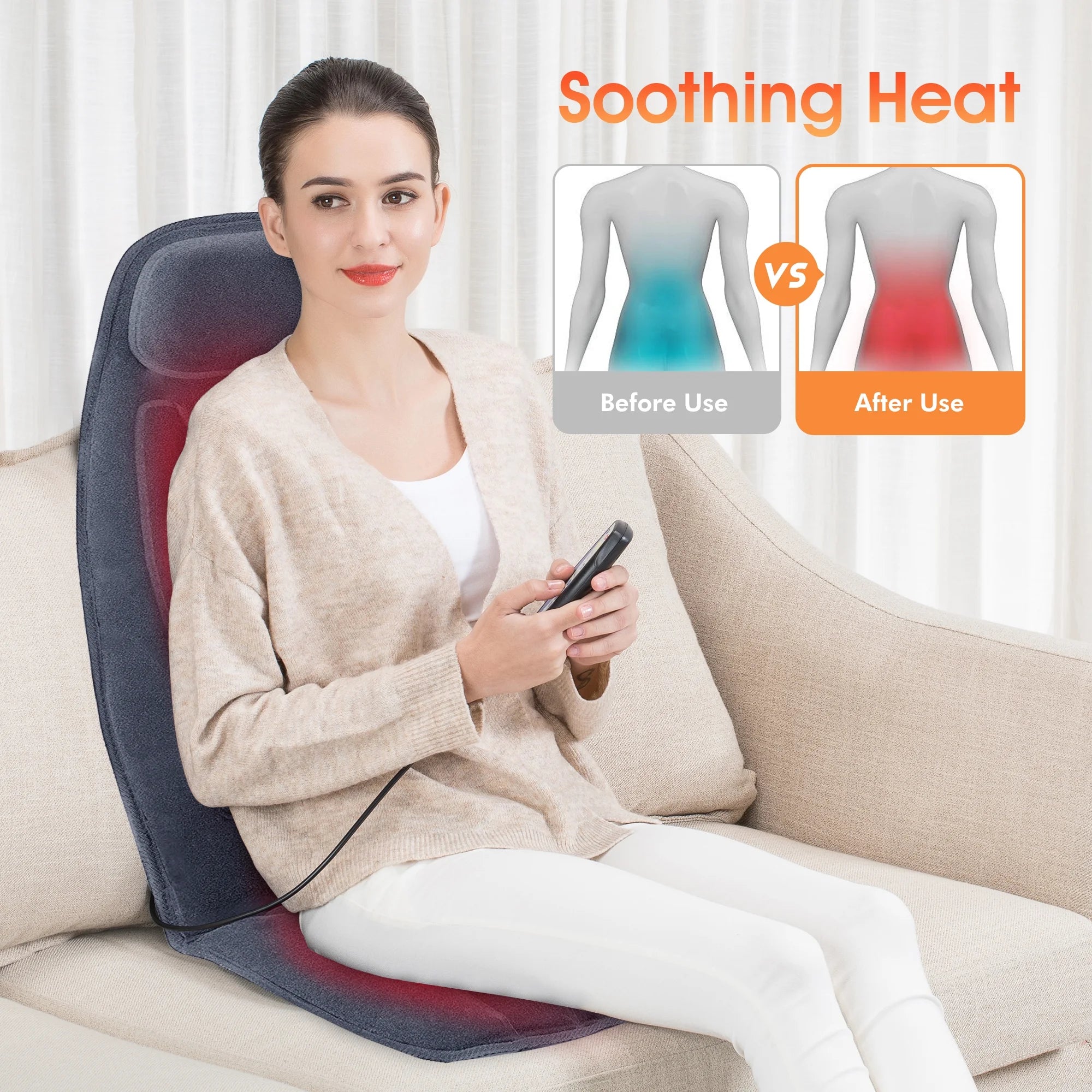 Revitalize Your Body with the Ultimate Massage Seat Cushion - 10 Vibration Motors for Back Pain Relief and Soothing Heat Therapy