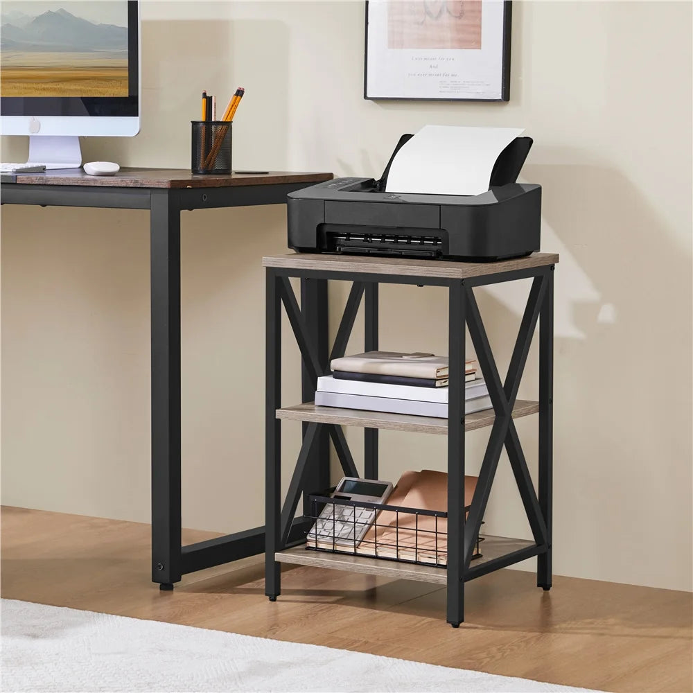 Stylish 3-Tier X Frame Gray Side Table - Perfect for Living Room Storage and Display