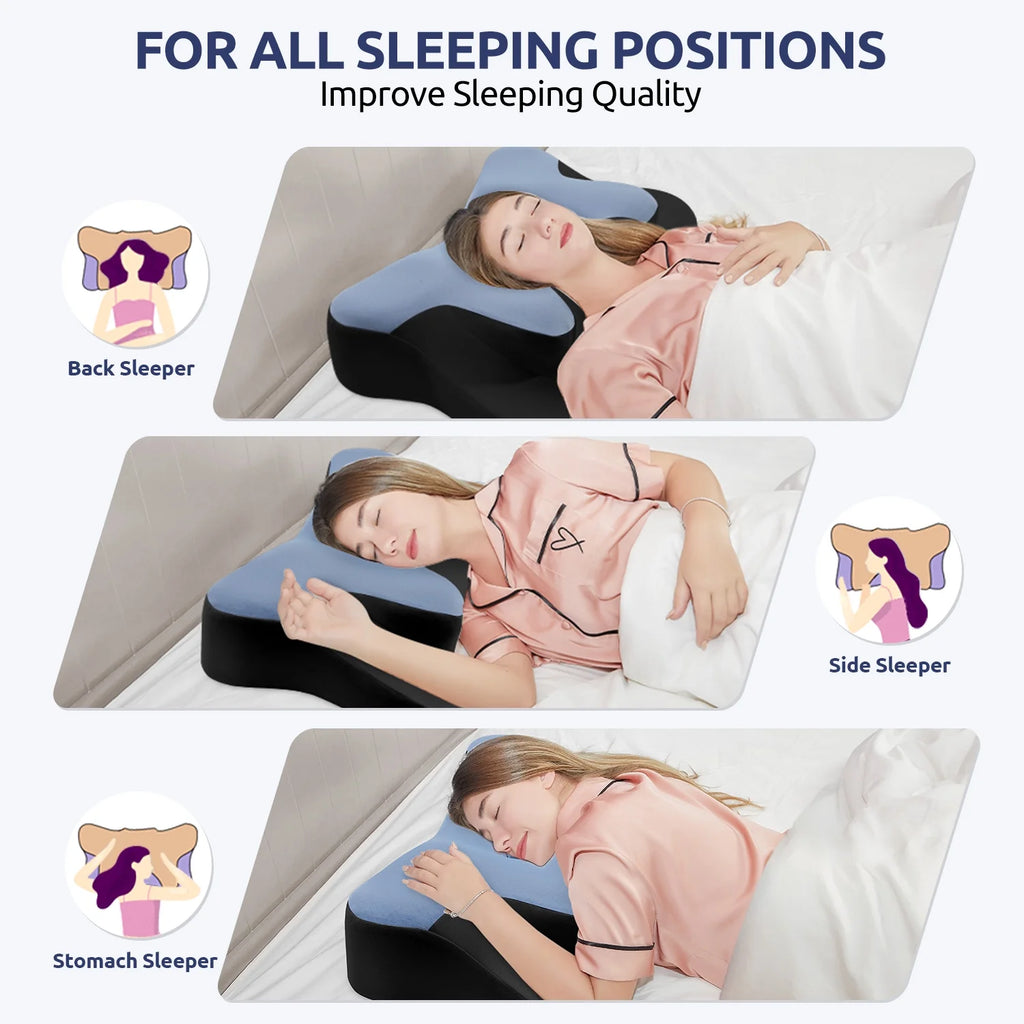 Experience Ultimate Comfort with the MOONORAH Contour Memory Foam Cervical Pillow - Ergonomic Support for All Sleep Positions, Queen Size 26"L x 14.6"W x 5.1"H