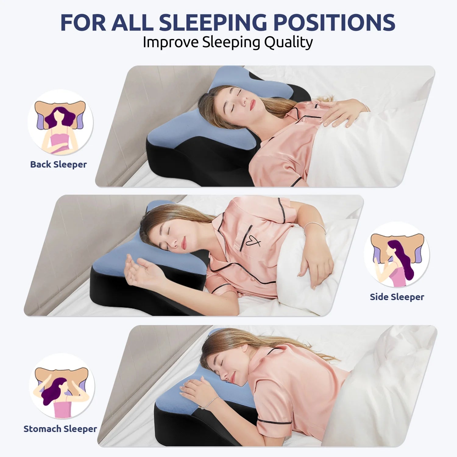 Experience Ultimate Comfort with the MOONORAH Contour Memory Foam Cervical Pillow - Ergonomic Support for All Sleep Positions, Queen Size 26"L x 14.6"W x 5.1"H