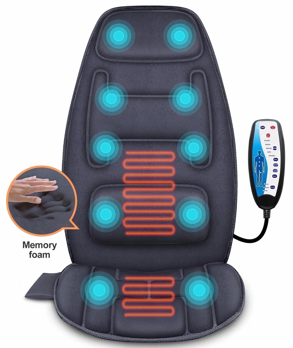 Revitalize Your Body with the Ultimate Massage Seat Cushion - 10 Vibration Motors for Back Pain Relief and Soothing Heat Therapy