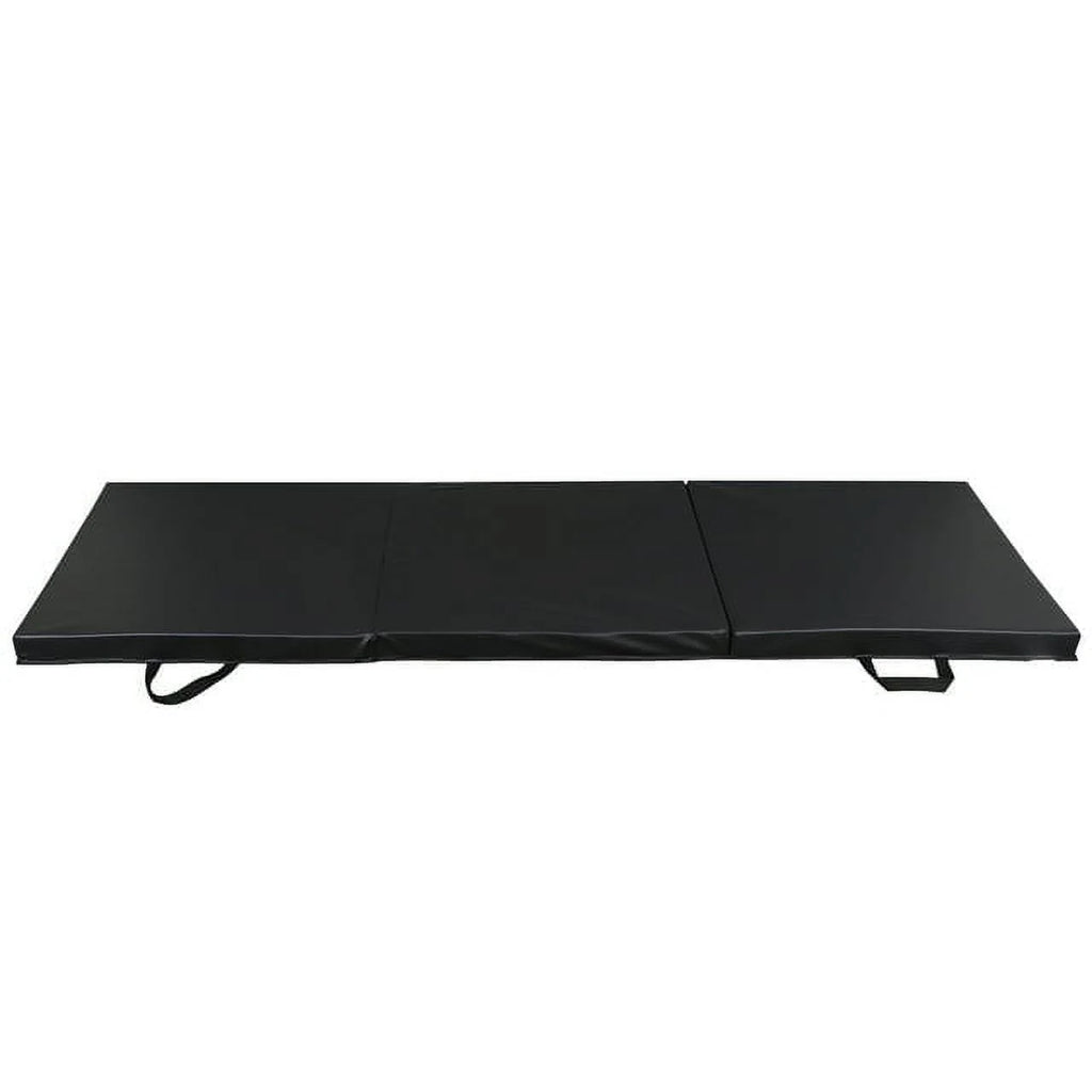 Versatile 6' x 2' Tri-Fold Gym Mat for Aerobics & Wrestling - Durable Black Design with 2" Thickness